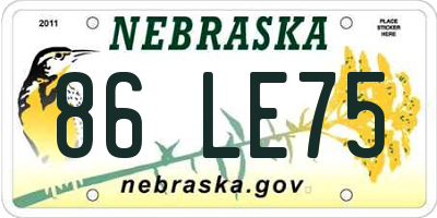 NE license plate 86LE75