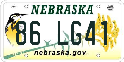 NE license plate 86LG41