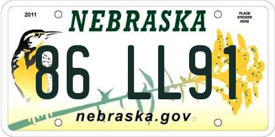 NE license plate 86LL91