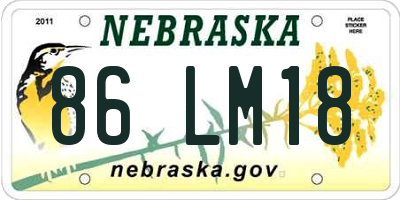 NE license plate 86LM18