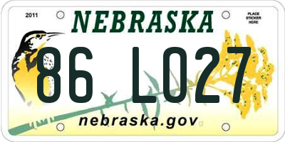 NE license plate 86LO27