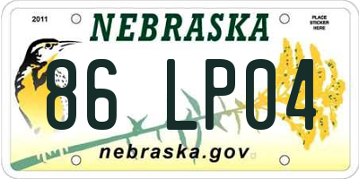 NE license plate 86LP04