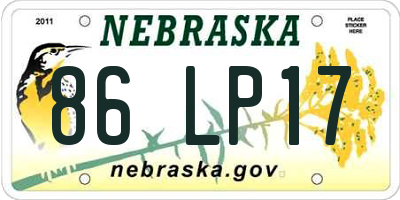 NE license plate 86LP17