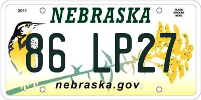 NE license plate 86LP27