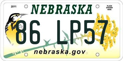 NE license plate 86LP57