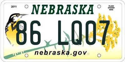 NE license plate 86LQ07