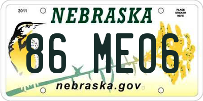 NE license plate 86ME06