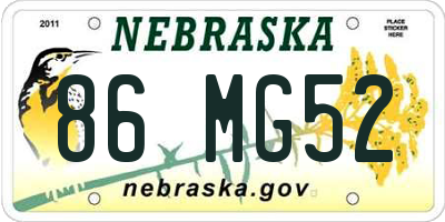 NE license plate 86MG52