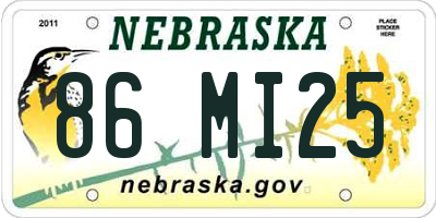 NE license plate 86MI25