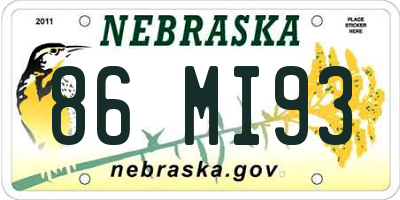 NE license plate 86MI93