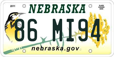 NE license plate 86MI94
