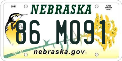 NE license plate 86MO91