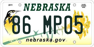 NE license plate 86MP05