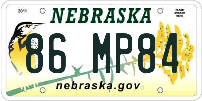 NE license plate 86MP84