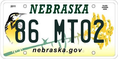 NE license plate 86MT02