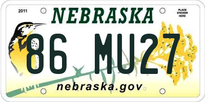 NE license plate 86MU27