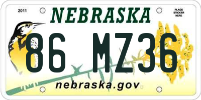 NE license plate 86MZ36
