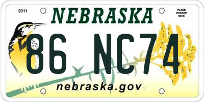 NE license plate 86NC74