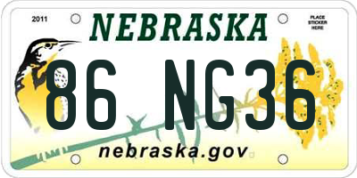 NE license plate 86NG36