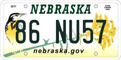 NE license plate 86NU57