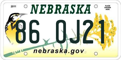 NE license plate 86OJ21