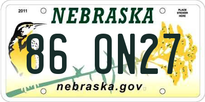 NE license plate 86ON27