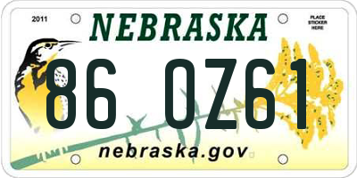 NE license plate 86OZ61