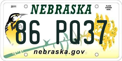 NE license plate 86PQ37