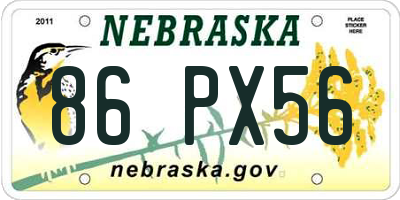 NE license plate 86PX56