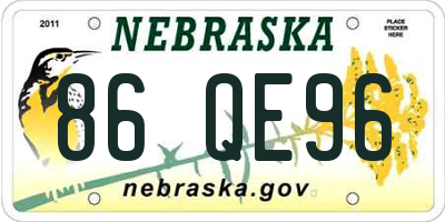 NE license plate 86QE96