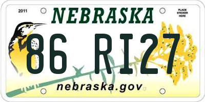 NE license plate 86RI27