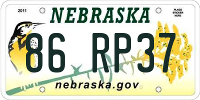 NE license plate 86RP37