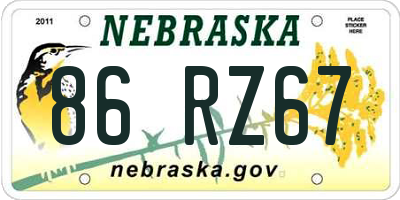 NE license plate 86RZ67