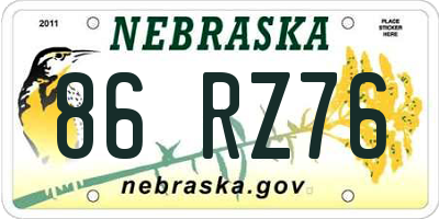 NE license plate 86RZ76