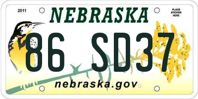 NE license plate 86SD37