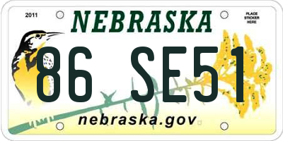 NE license plate 86SE51