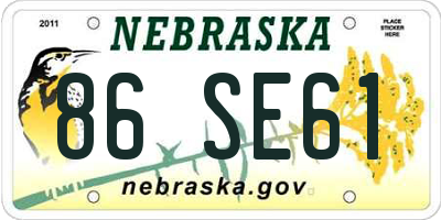 NE license plate 86SE61
