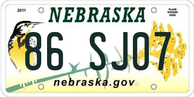 NE license plate 86SJ07