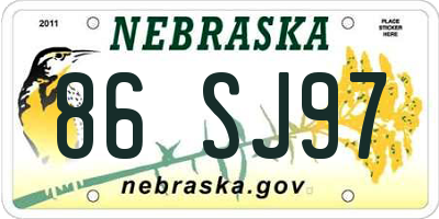 NE license plate 86SJ97