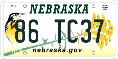 NE license plate 86TC37