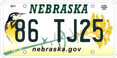 NE license plate 86TJ25