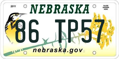 NE license plate 86TP57