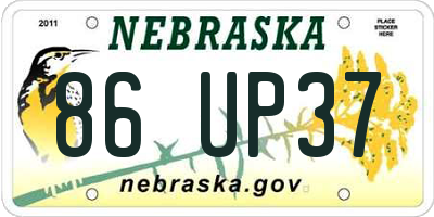 NE license plate 86UP37