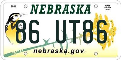NE license plate 86UT86