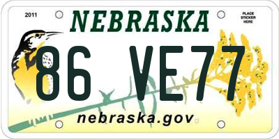 NE license plate 86VE77