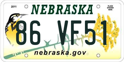 NE license plate 86VF51