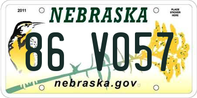 NE license plate 86VO57
