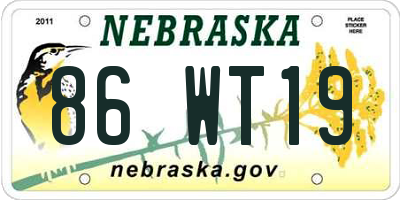 NE license plate 86WT19