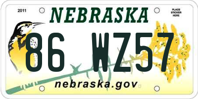 NE license plate 86WZ57