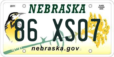 NE license plate 86XS07